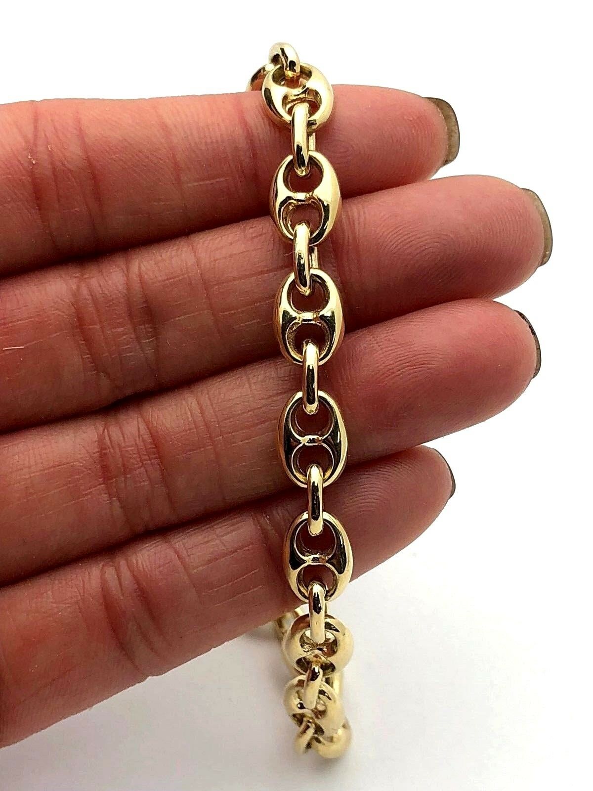14k Yellow Gold Handmade Fashion Link Bracelet 8" 7.5mm 27.5 grams - Yellow,8"