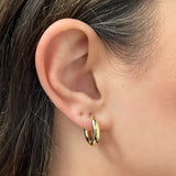 Italian 14k Yellow Gold High Polish Tube Round Hoop Earrings 4mm 0.75" 1.8 grams