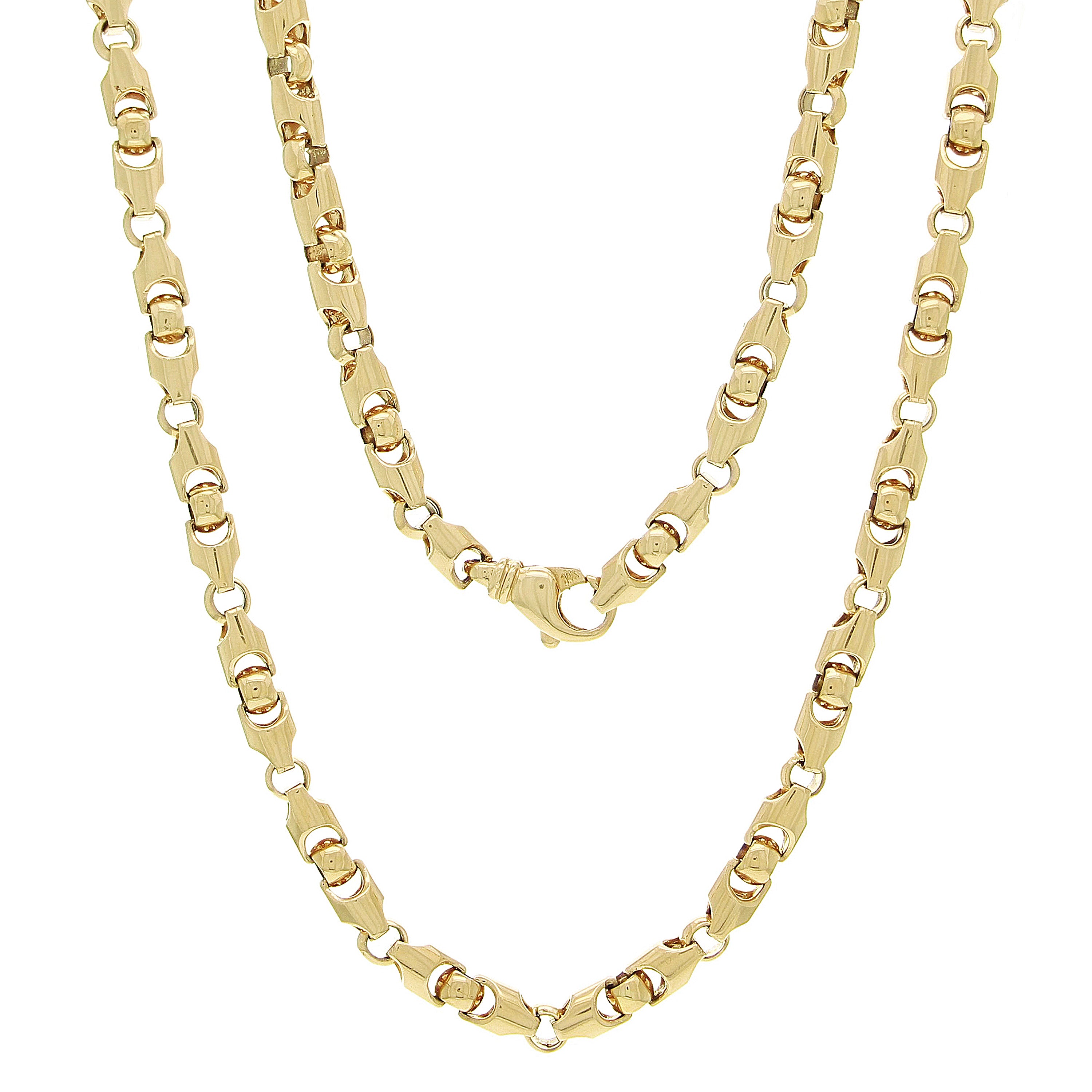 10k Yellow Gold Solid Heavy Bullet Style Chain Necklace 26" 6mm 83 grams
