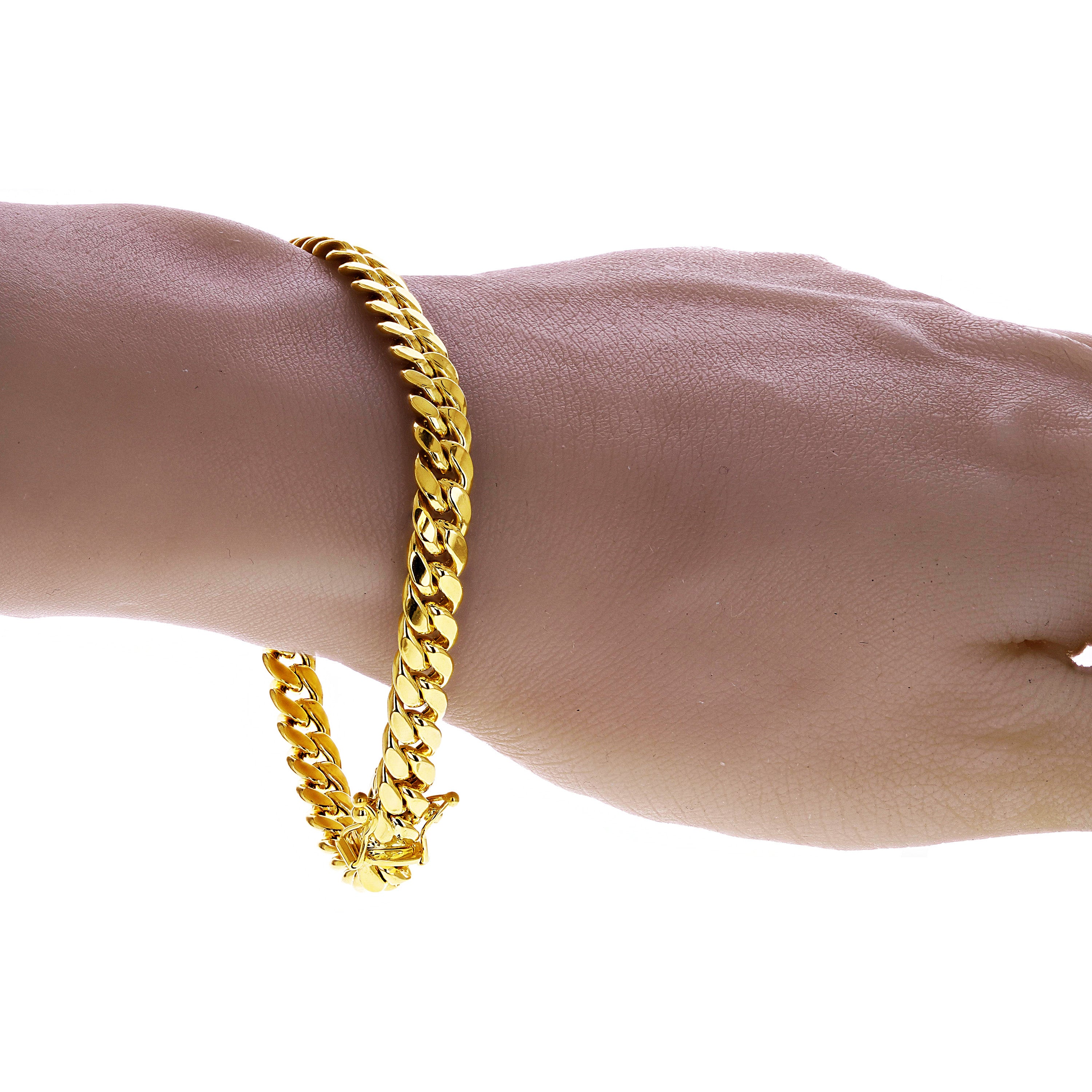 Italian 10k Yellow Gold Hollow Miami Cuban Chain Bracelet 8" 6.8mm 11.3 grams - 8" 11.3 grams