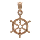 14K Rose Gold Solid 3D Ships Wheel Charm Pendant 19mm x 13.9mm 1.9 grams - Rose