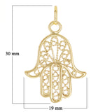 Italian 14k Yellow Gold Hamsa Hand of Fatima Charm Pendant 1.2" 1.8 grams