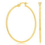 Italian 14k Yellow Gold Hollow High Polish Round Hoop Earrings 1.4" 1.5mm 1.3g