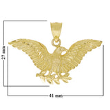 14k Yellow Gold Solid Diamond Cut Landing Eagle Pendant 1.1" 4.7 grams