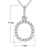 14k White Gold Diamond Initial Letter O Charm Pendant Necklace 18" - Letter O,White