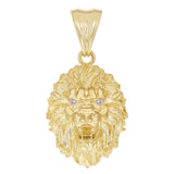 14k Yellow Gold 3D Lion Head Charm Pendant 1.8" with Diamond Eyes 12 grams - Medium 12 grams
