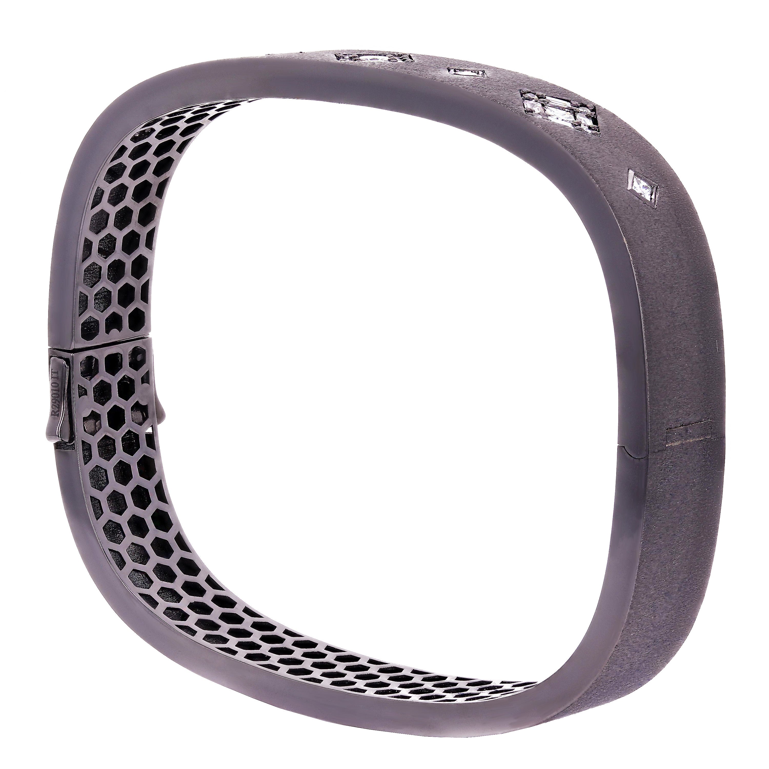 18k Black Gold Brushed 1.25ctw Diamond Modern Square Bangle Bracelet