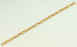 14k Two Tone Gold Satin Finish Hugs & Kisses XOXO Link Bracelet 7.25" 5.4mm 8.5g
