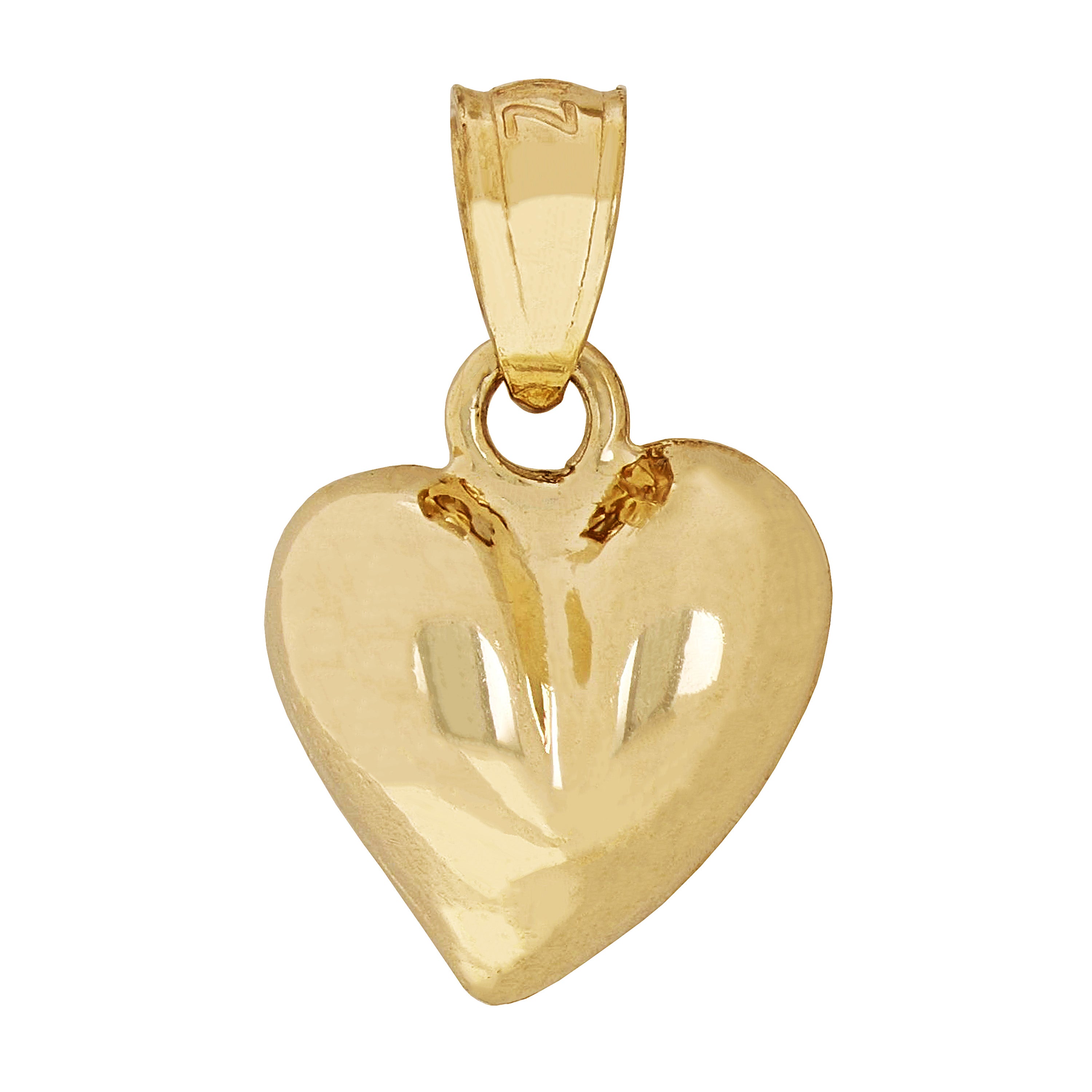 14k Yellow Gold Small Puffy Plain Heart Charm Pendant 1.2grams
