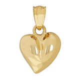 14k Yellow Gold Small Puffy Plain Heart Charm Pendant 1.2grams