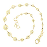 Italian 14k Yellow Gold Diamond Cut Graduated Ball Bead Bracelet 7-7.5" 2.6 grams