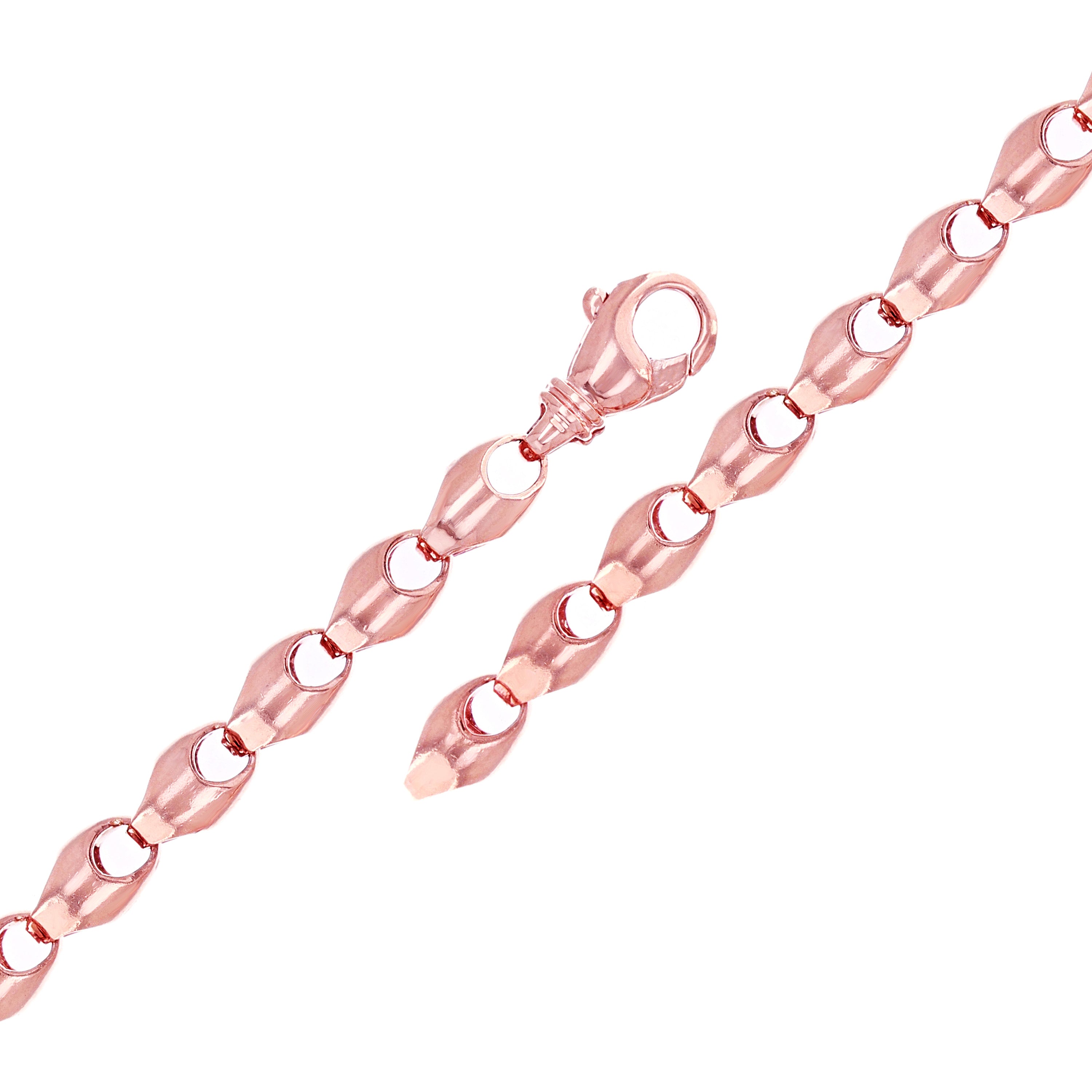 14k Rose Gold Solid Handmade Fashion Link Bracelet 8.5" 5.3mm 14 grams - Rose,8.5" 14 grams