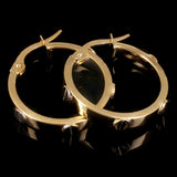 Italian 14k Two-Tone Gold Hollow Screw Design Hoop Earrings 20mm x 3mm 1.8 grams