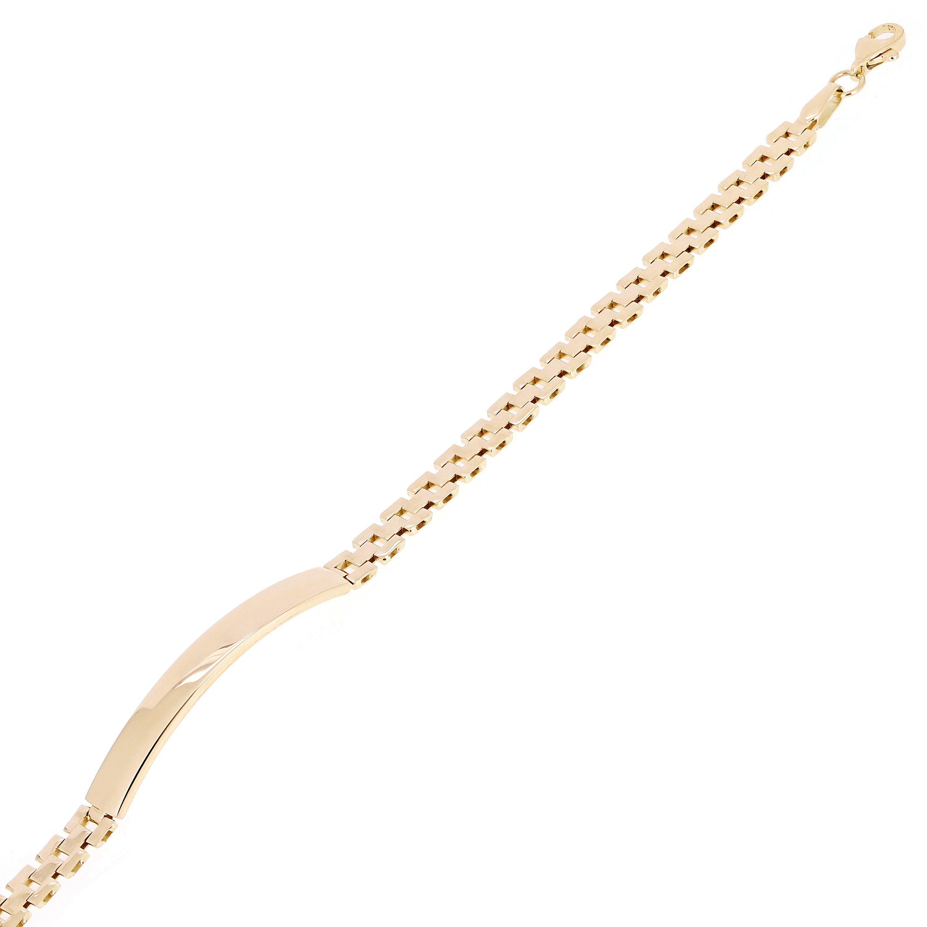 Italian 14k Yellow Gold Engravable Panther Link ID Bracelet 8.5" 5mm 7.7 grams