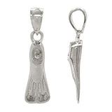14k White Gold Flipper Scuba Diving Snorkeling Charm Pendant 2.2 grams - White