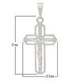 14k White Gold Jesus Christ Crucifix Cross Religious Charm Pendant 1.4" 2.6grams - White