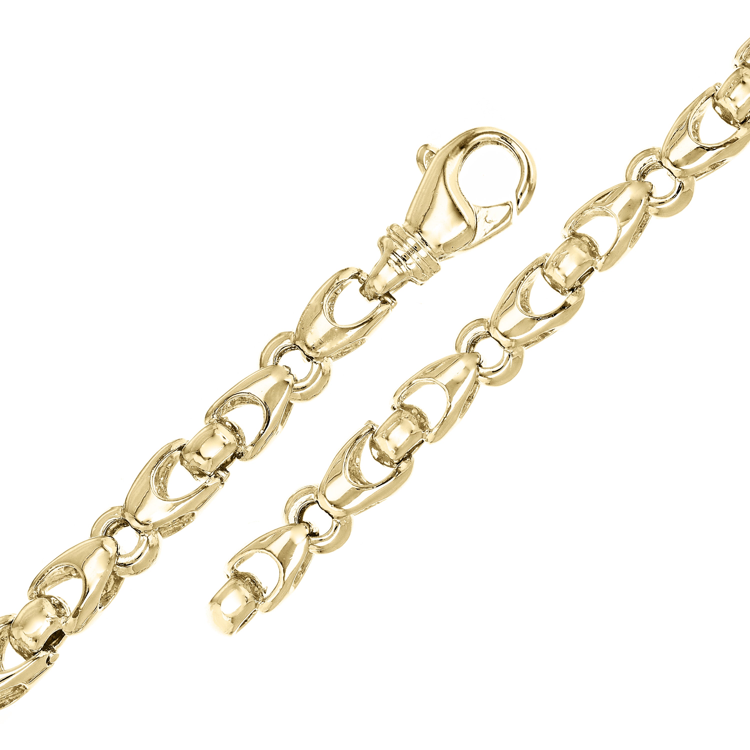 14k Yellow Gold Solid Handmade Bullet Style Link Bracelet 7" 6mm 21.7 grams - 7" 21.7 grams
