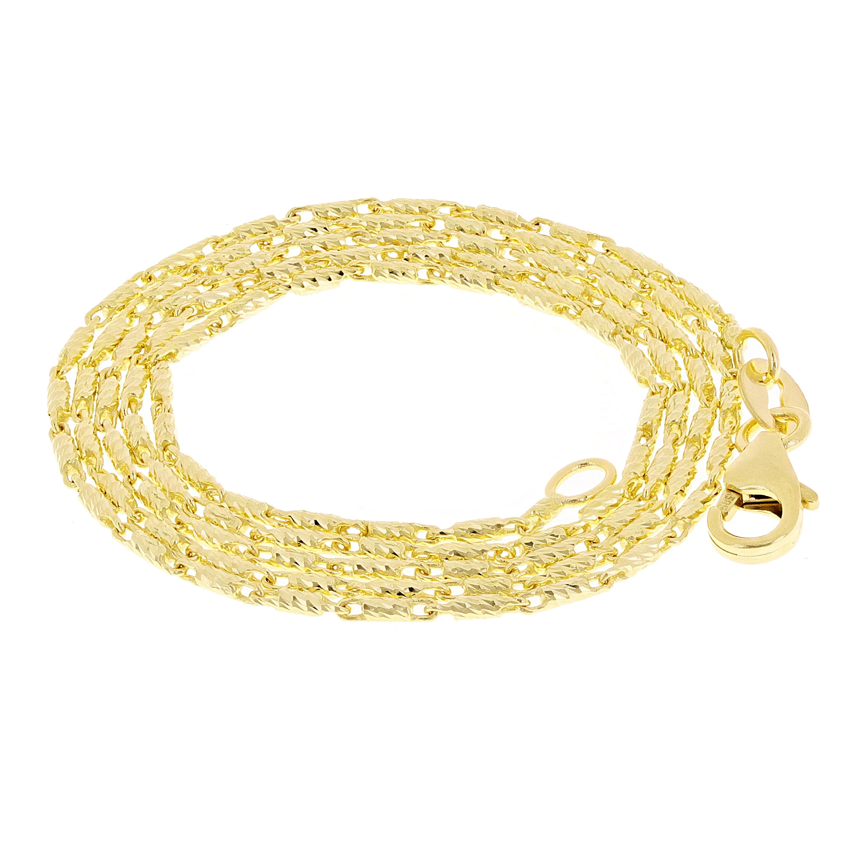 Italian 14k Yellow Gold Solid Raso Chain Necklace 1.2mm 18" 4.2 grams - 18" 4.2 grams