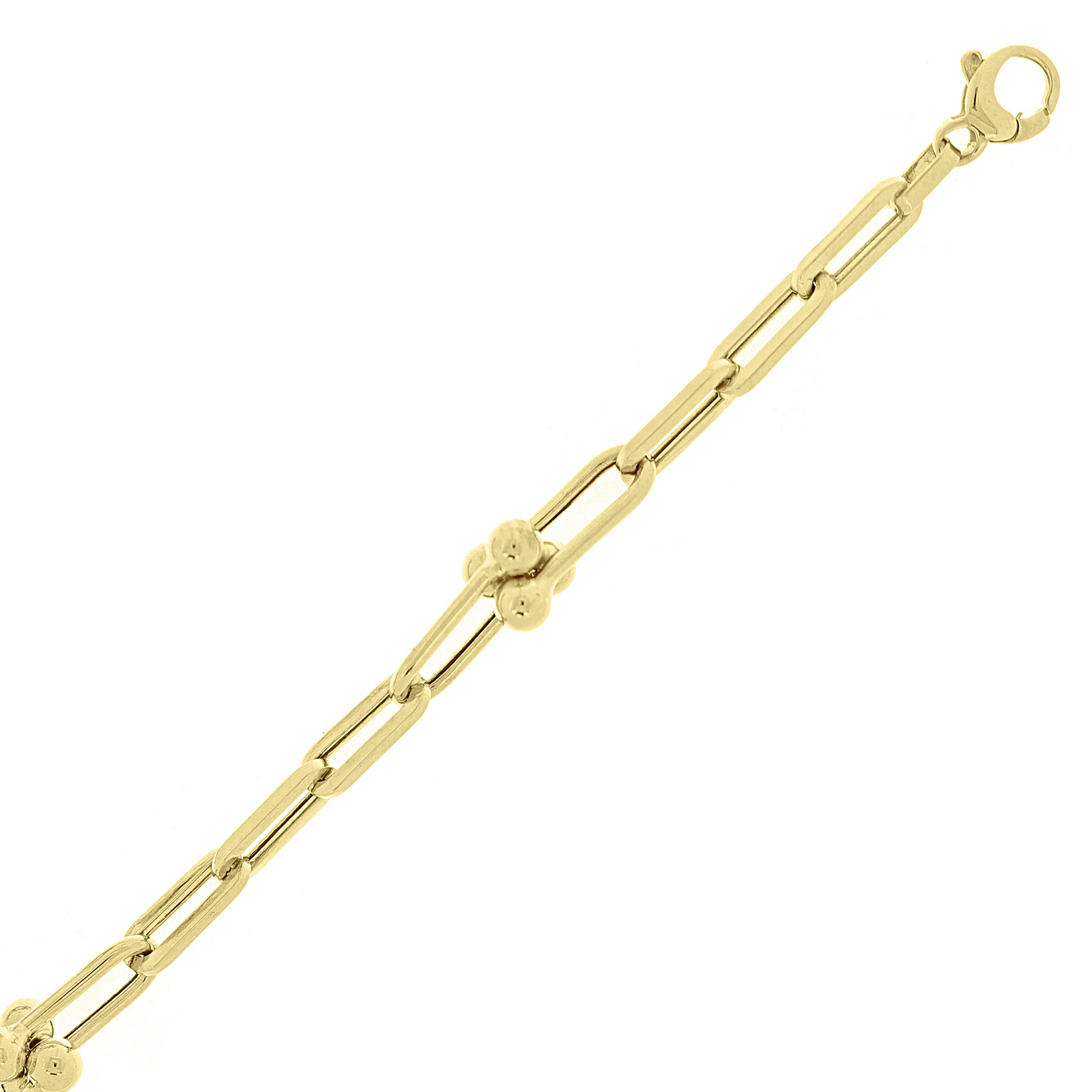 Italian 14k Yellow Gold U Shape & Paper Clip Link Bracelet 7.75" 8.2mm 5.9 grams