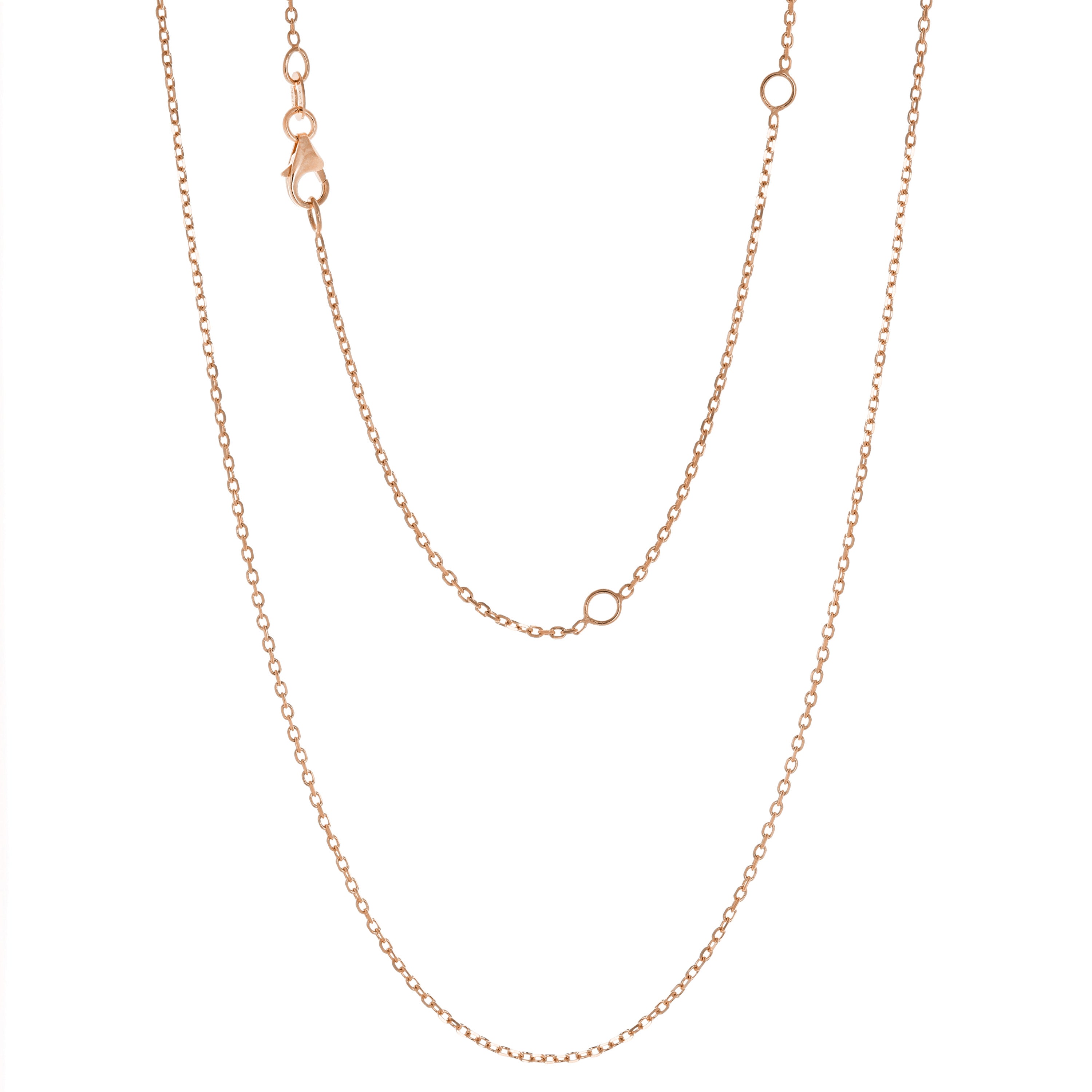 Italian 14k Rose Gold Rolo Chain Necklace Adjustable 16-20" 1.2mm 2.2 grams - 1.2 mm