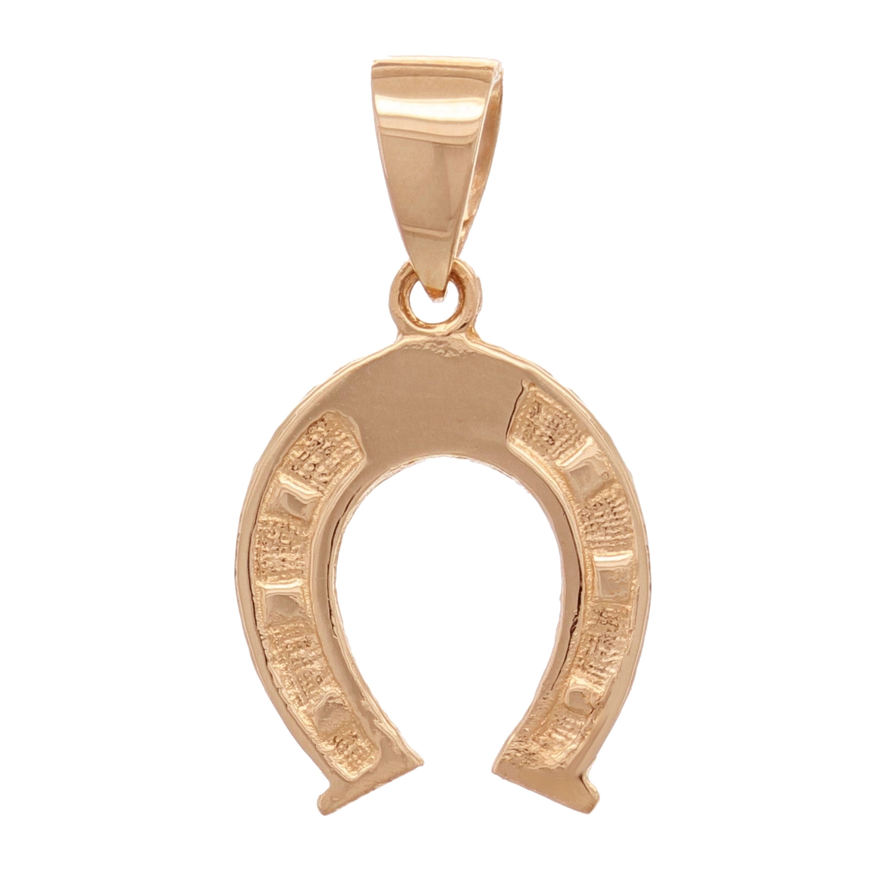 14k Rose Gold Solid Small Horse Shoe Charm Pendant 0.9 gram - Rose