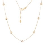 Italian 14k Yellow Gold Diamond Cut Flower Station Necklace 16.5" 4.7mm 2 grams