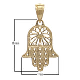14k Yellow Gold Hand Of Fatima Hamsa Hand Charm Pendant 1 gram - Yellow