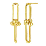 Italian 14k Yellow Gold Semi Solid U Link Dangle Earrings 1.3" 8mm 3.2 grams