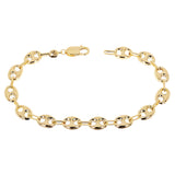 Italian 14k Yellow Gold Fancy 3D Hollow Puff Mariner Link Bracelet 7" 6.3mm 5.1g - 7" 6.3mm