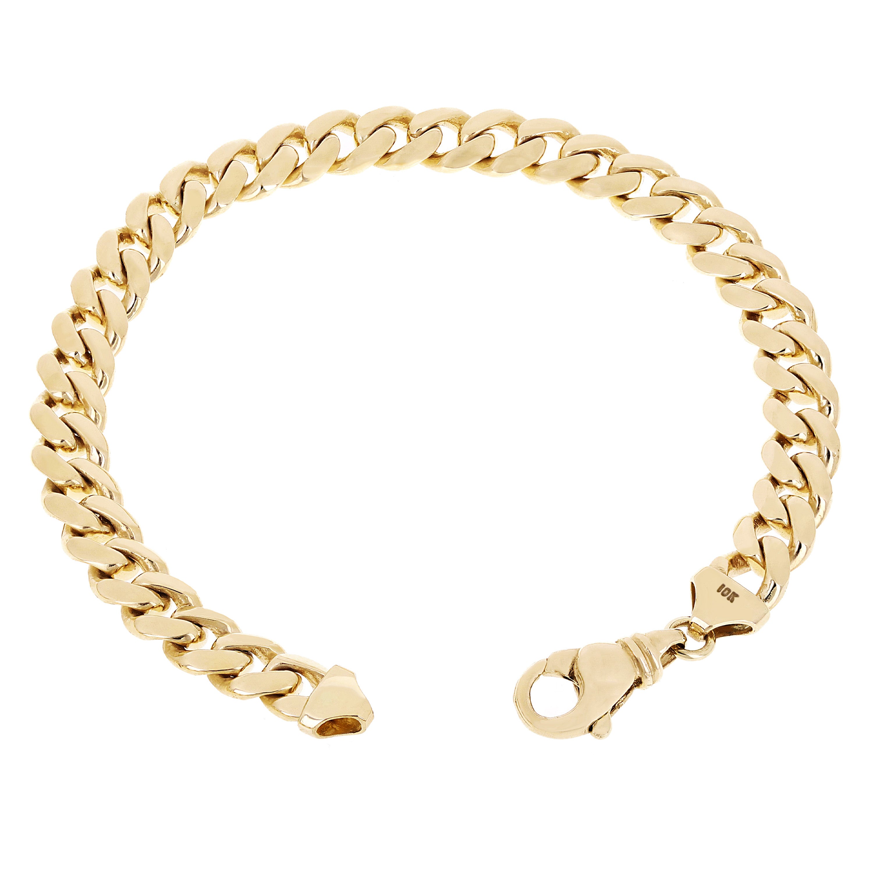 Men's 10k Yellow Gold Solid Miami Cuban Link Bracelet 7" 8mm 25.2 grams - 7" 25.2 grams