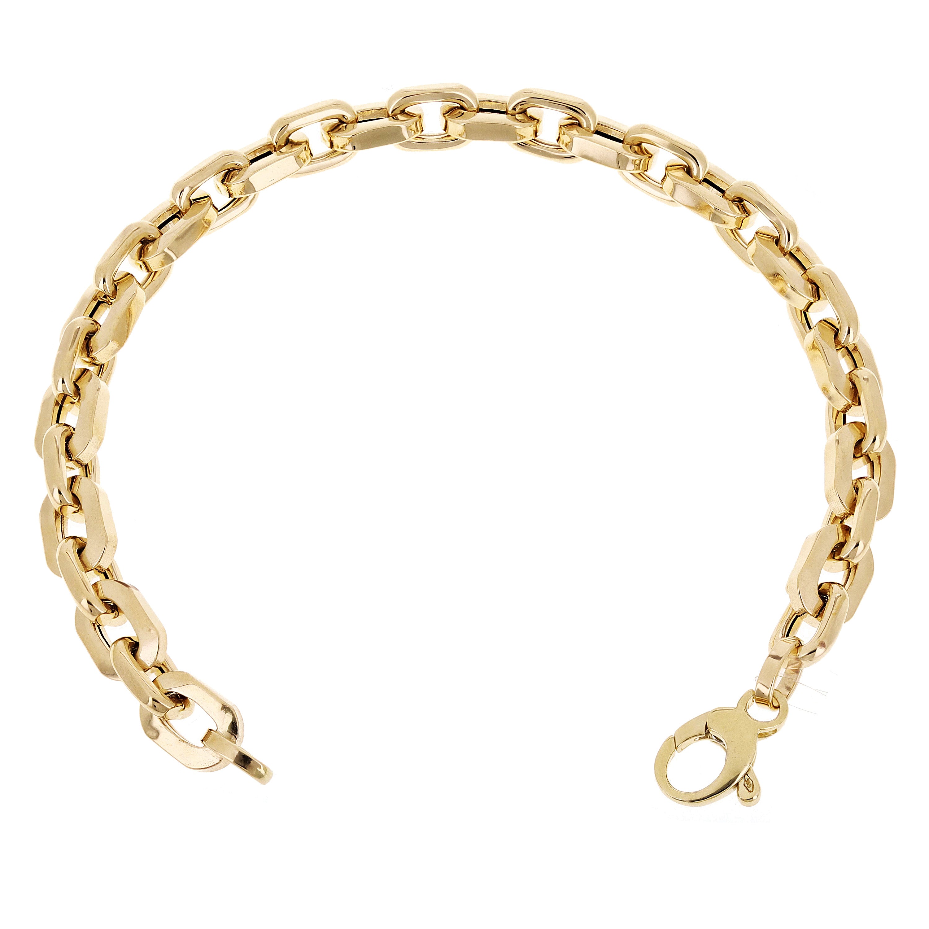 Italian 14k Yellow Gold Hollow Oval Link Bracelet 7.75" 7mm 9.6 grams