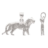 14k White Gold Tiger Charm Pendant Solid Gold 3.7 grams - White