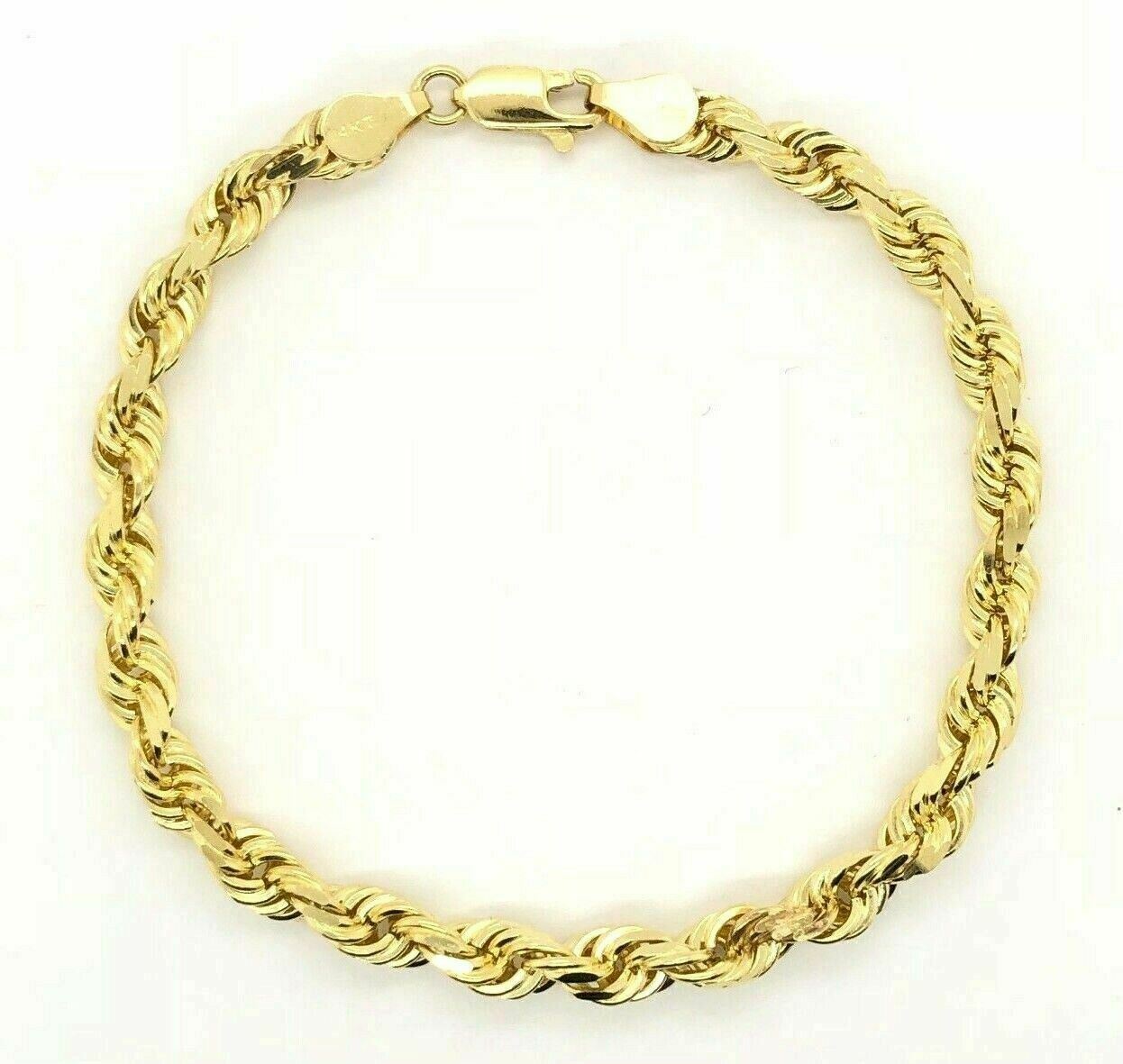 14k Yellow Gold Diamond Cut Rope Chain Bracelet 8" 6mm - 19 grams
