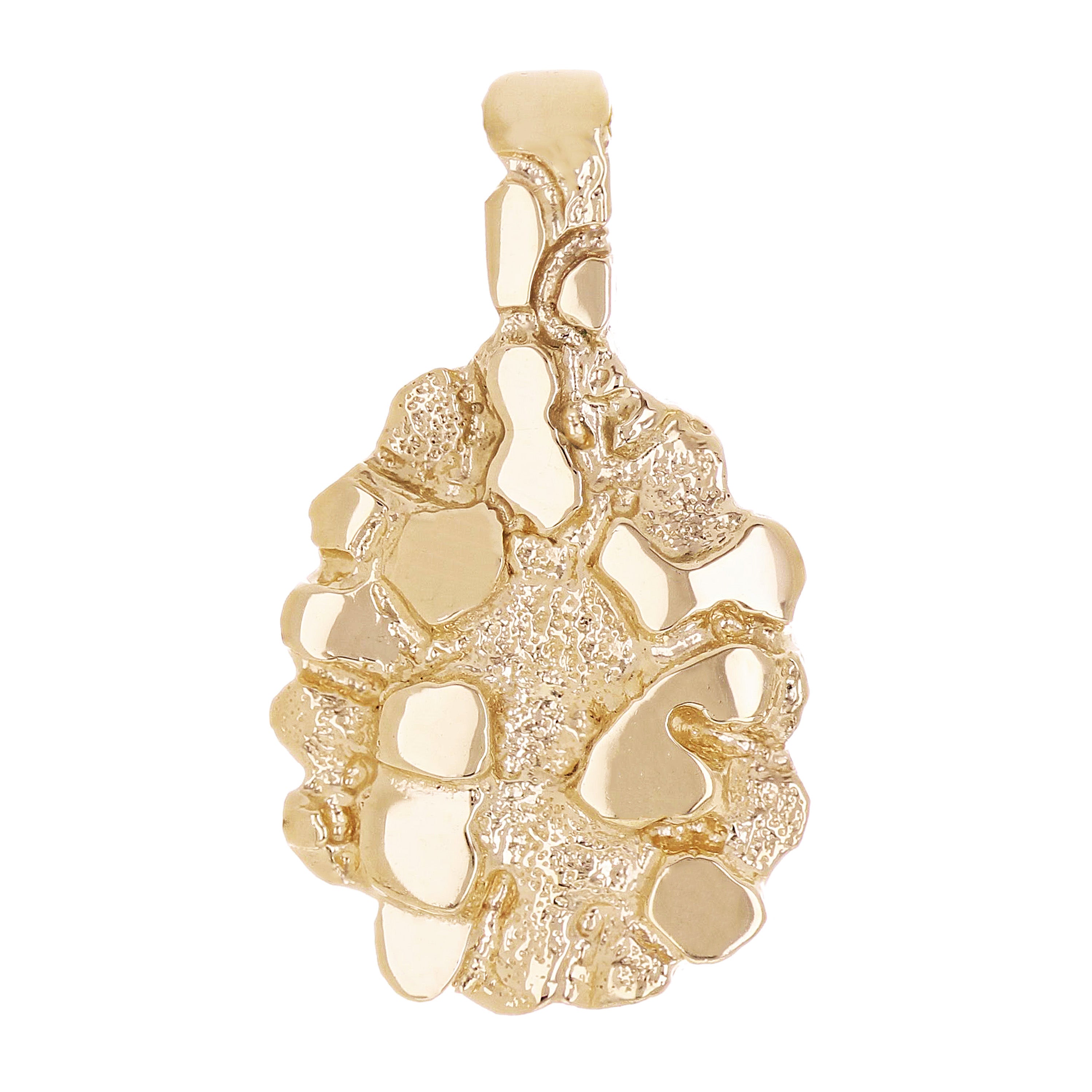 10k Yellow Gold Solid Oval Nugget Charm Pendant 1.2" 6.8 grams