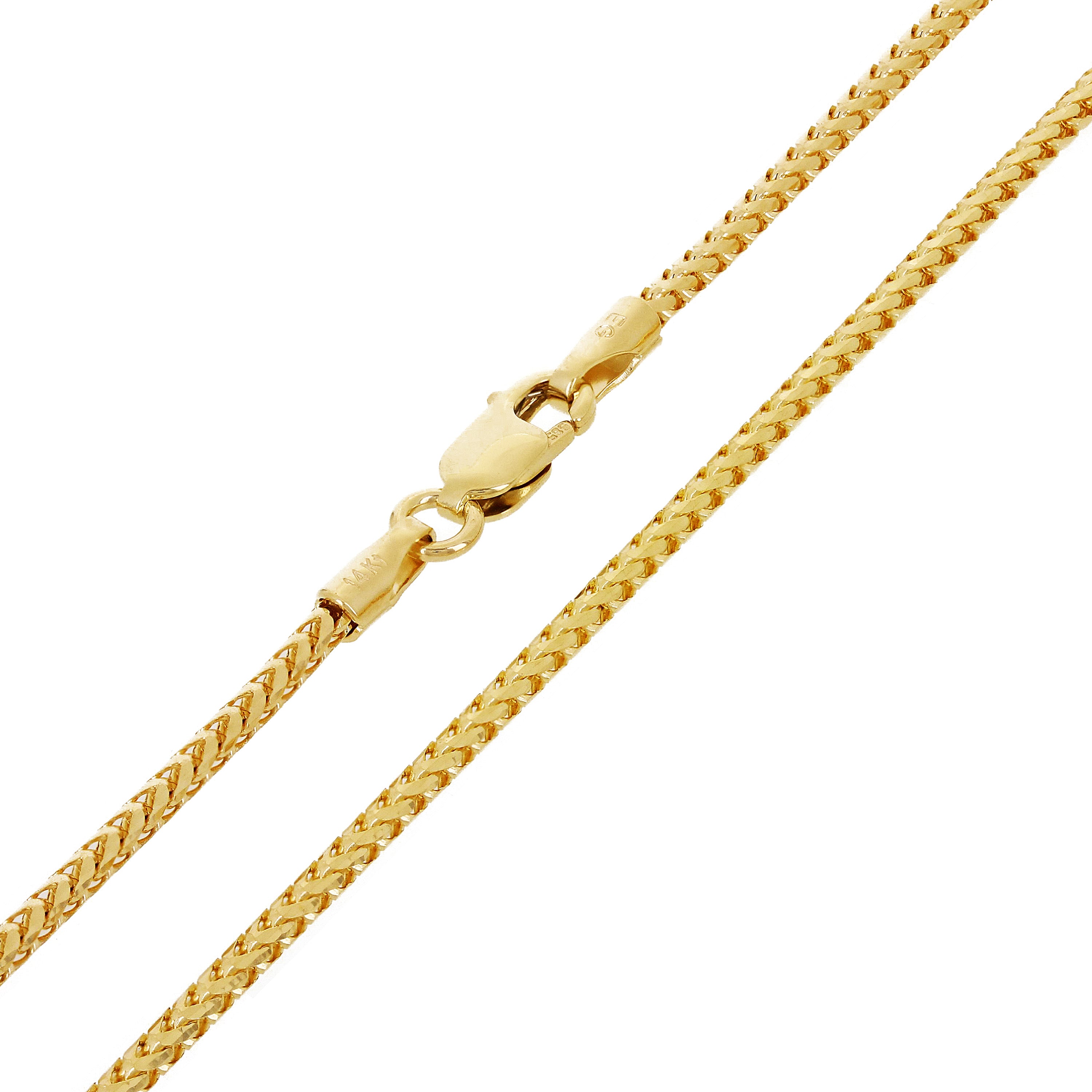 Italian 14k Yellow Gold Solid Diamond Cut Franco Chain Necklace 24" 1.6mm 8.4g - Yellow,24" 1.6mm 8.4 grams