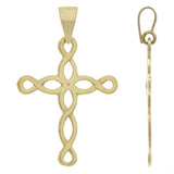 14k Yellow Gold Cross Religious Charm Pendant 1.4" 2.5 grams - Yellow
