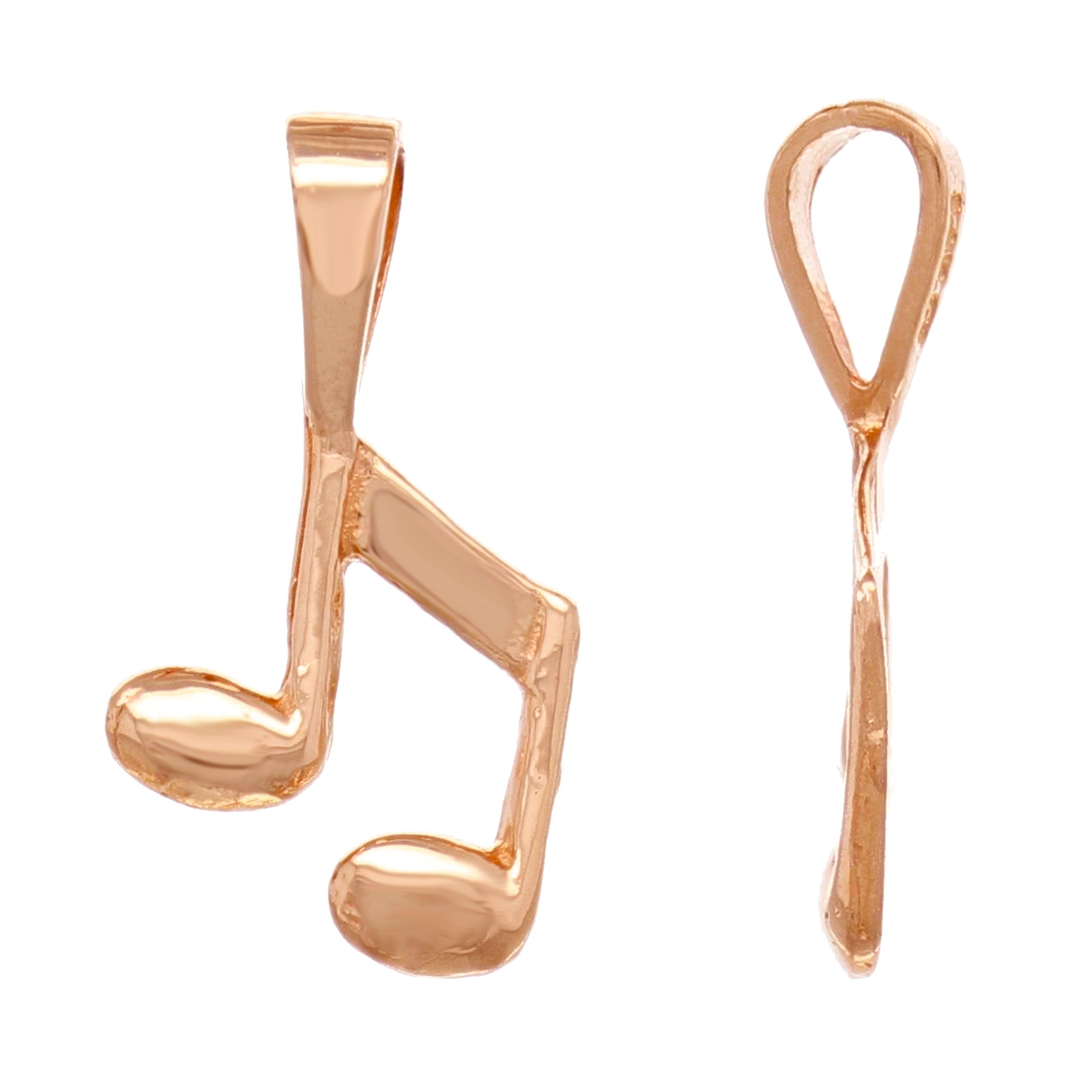 14k Rose Gold Solid Musical Note 8th Music Note Charm Pendant 0.4 gram - Rose