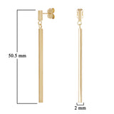 Italian 14k Yellow Gold Vertical Bar Dangle Drop Earrings 2" 2mm 2 grams - Bar Dangle 2"