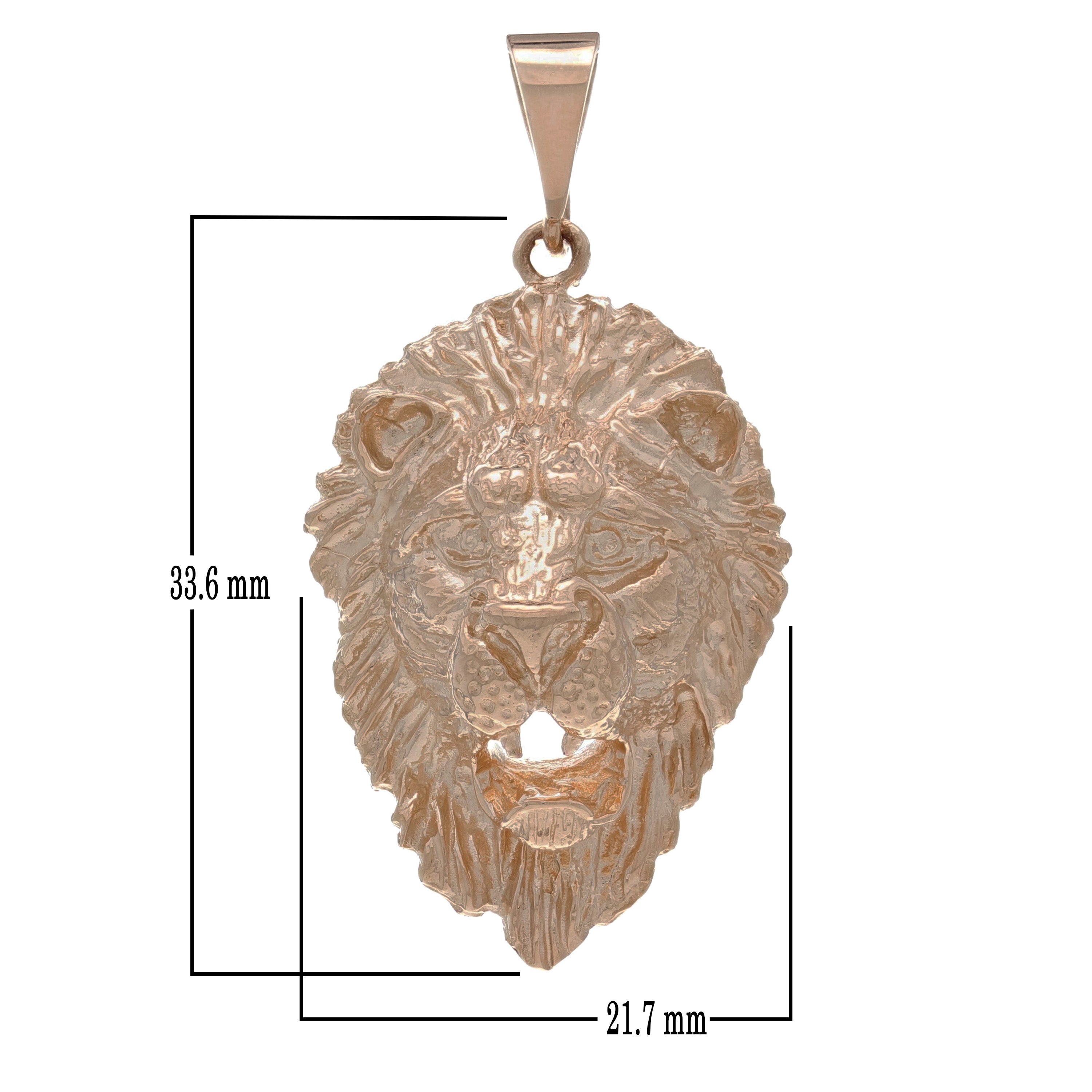 14k Rose Gold Solid Lion Head Lion Face Charm Pendant 1.6" 10.1 grams - Rose