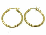 14k Yellow Gold Hollow Round Hoop Loop Earrings 1.15" 2mm 2 grams