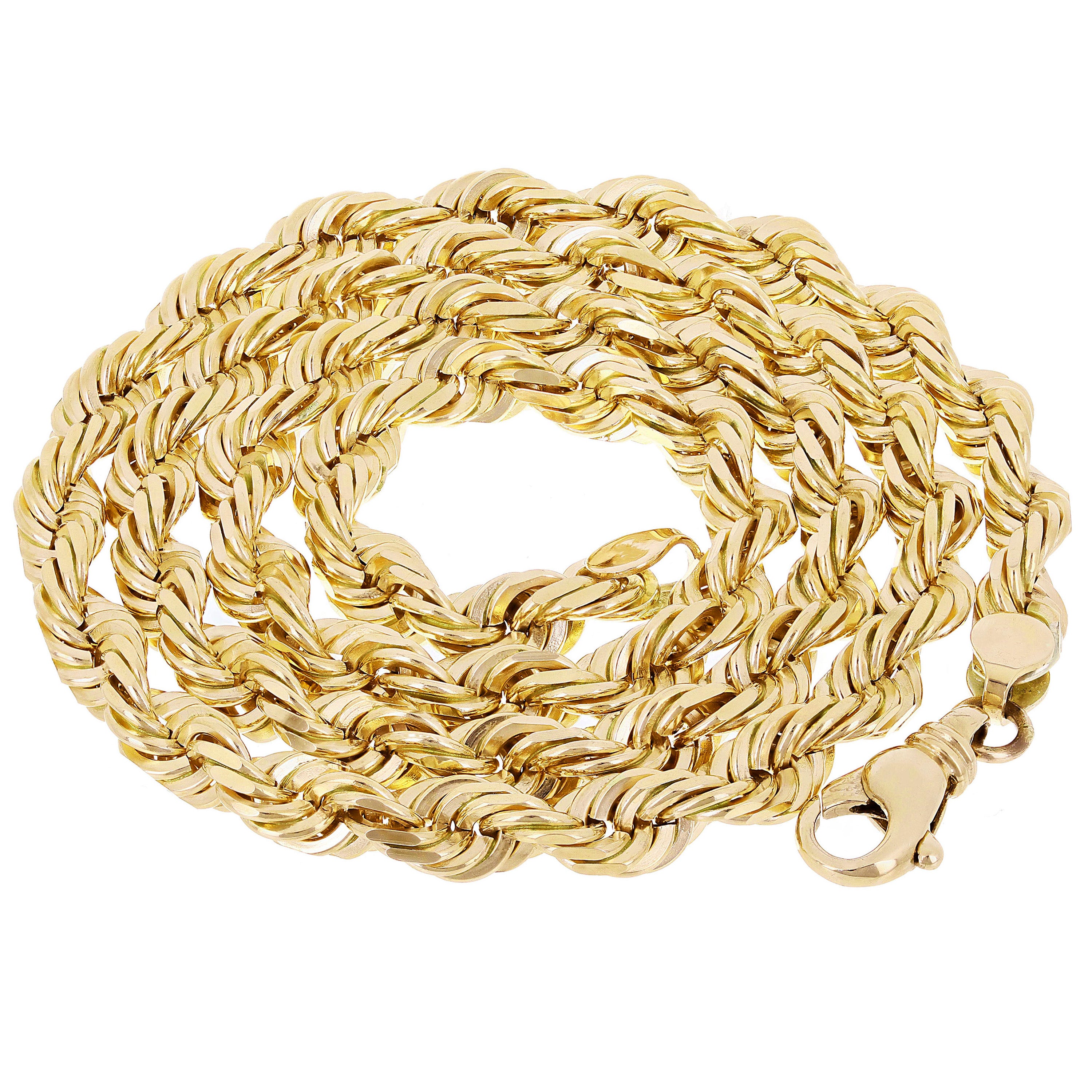 Men's 14k Yellow Gold Solid Diamond Cut Rope Chain Necklace 9mm 22" 149.6 grams - 22" 149.6 grams
