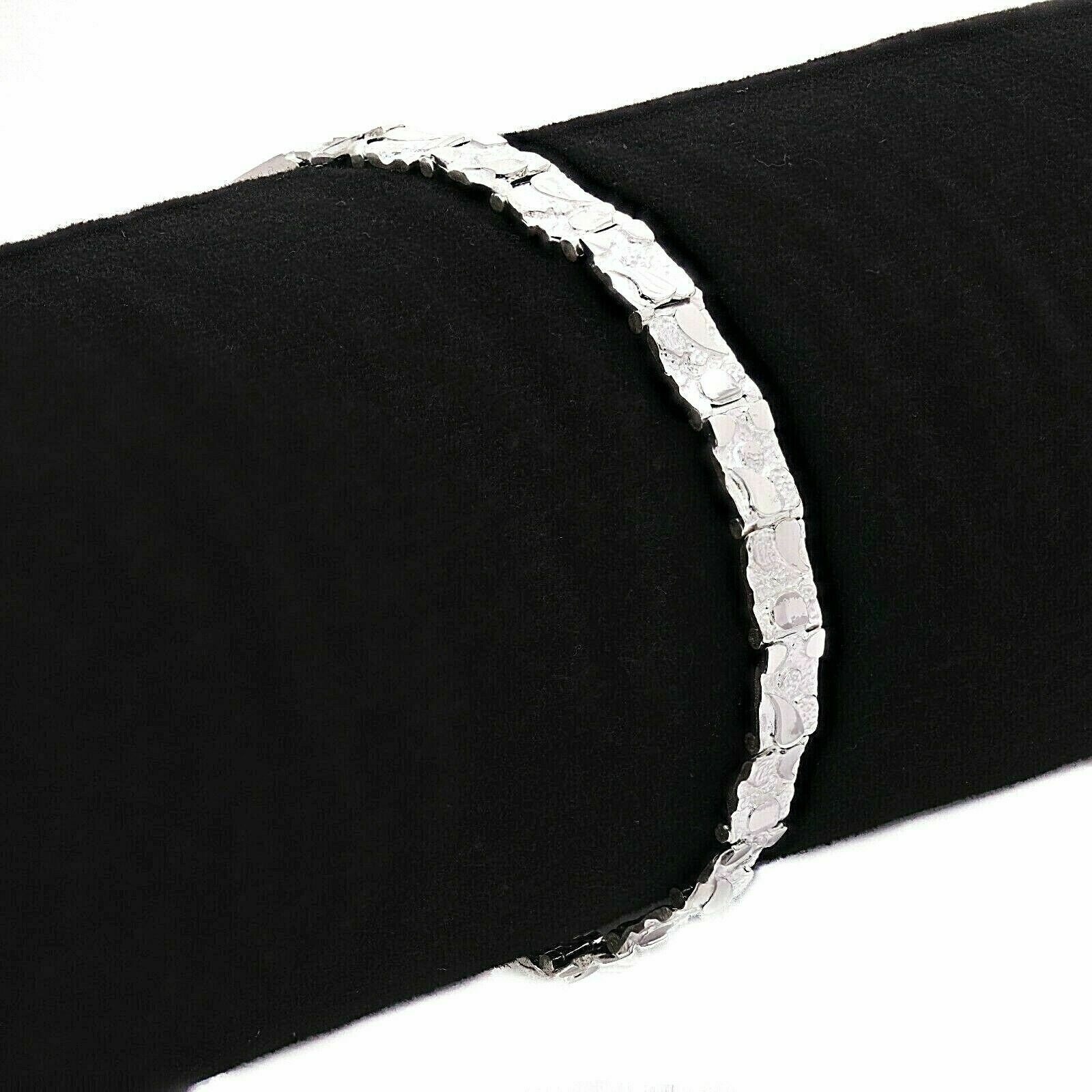 925 Sterling Silver Solid Nugget Bracelet Adjustable 7"-7.25 6.75mm 12.3 grams