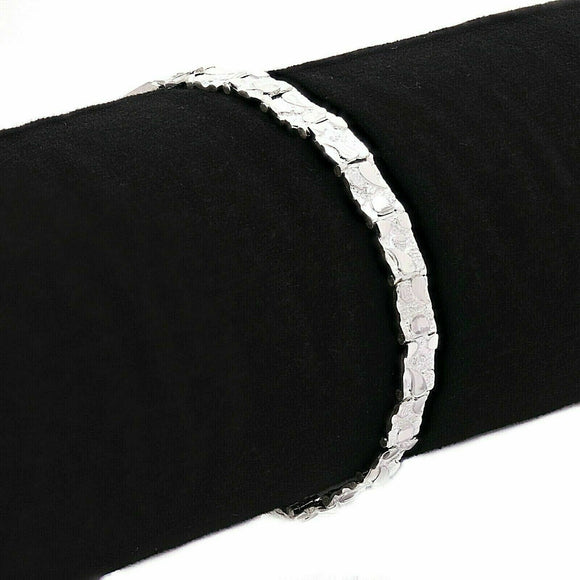 925 Sterling Silver Solid Nugget Bracelet Adjustable 7