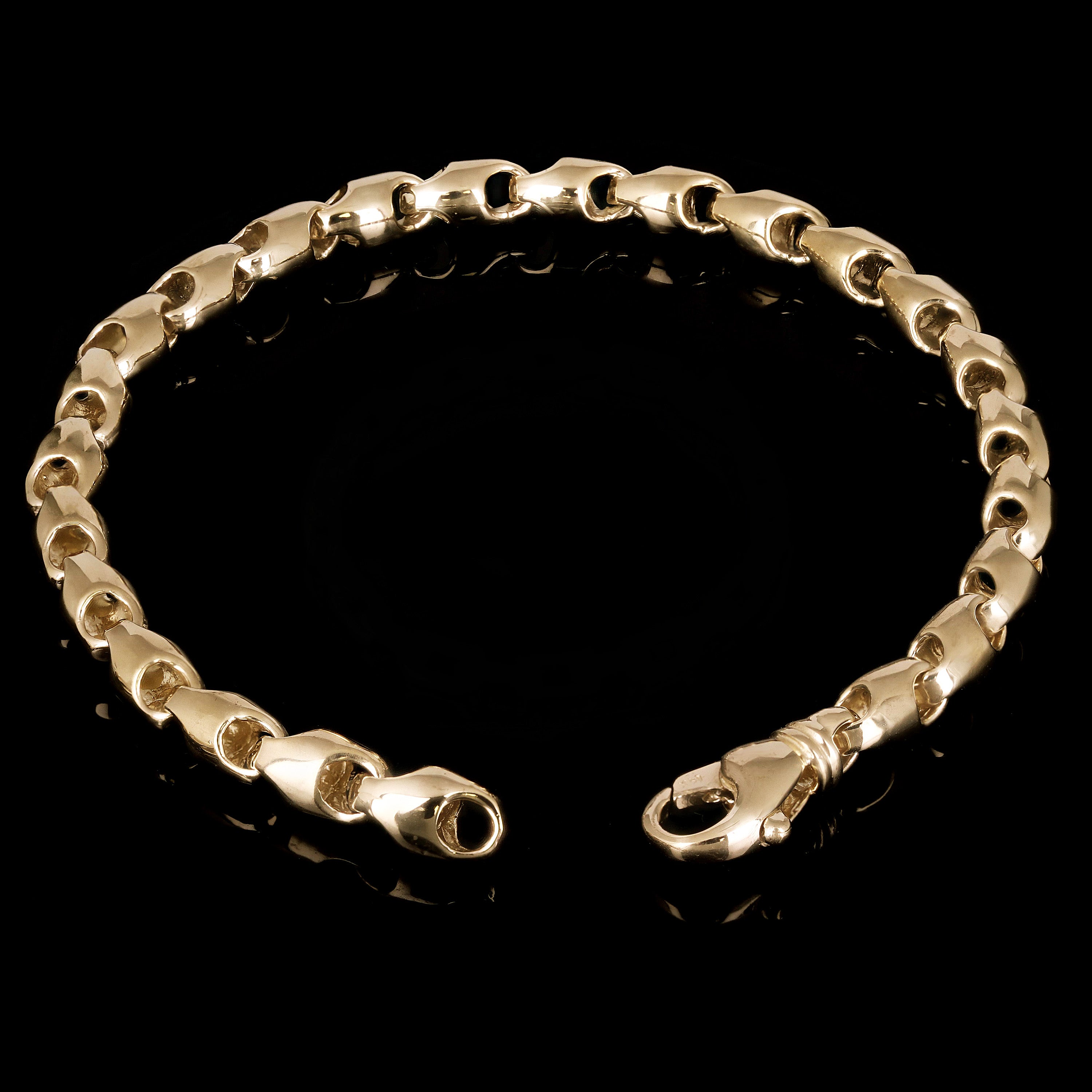 10k Yellow Gold Solid Handmade Bullet Link Bracelet 7" 5.5mm 18.5 grams - 7" 18.5 grams