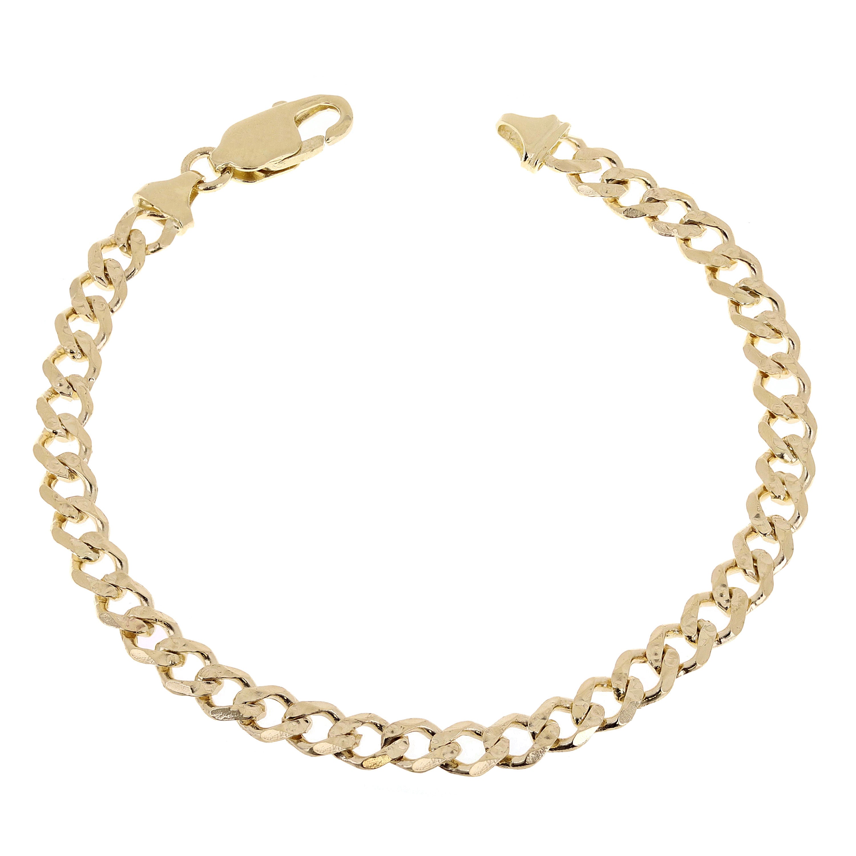 10k Yellow Gold Cuban Yellow Pave Link Chain Bracelet 7" 5.9mm 8.5 grams - 7"