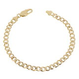 14k Yellow Gold Cuban Yellow Pave Link Chain Bracelet 7" 5.9mm 10 grams - 7"
