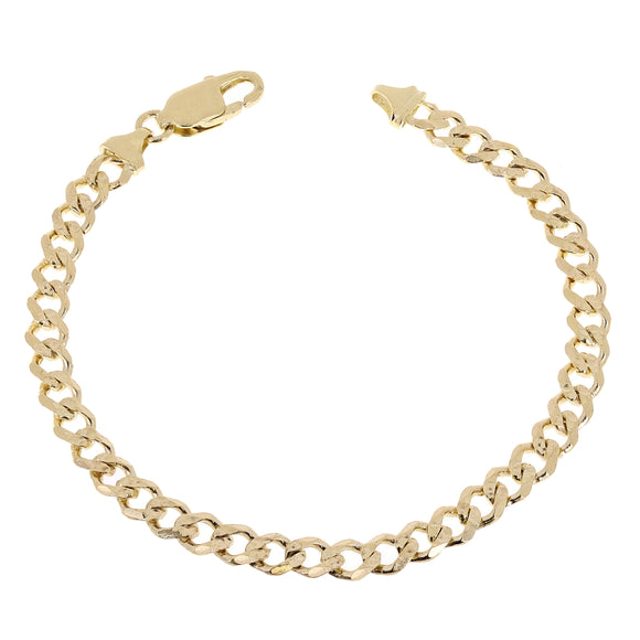 14k Yellow Gold Cuban Yellow Pave Link Chain Bracelet 7