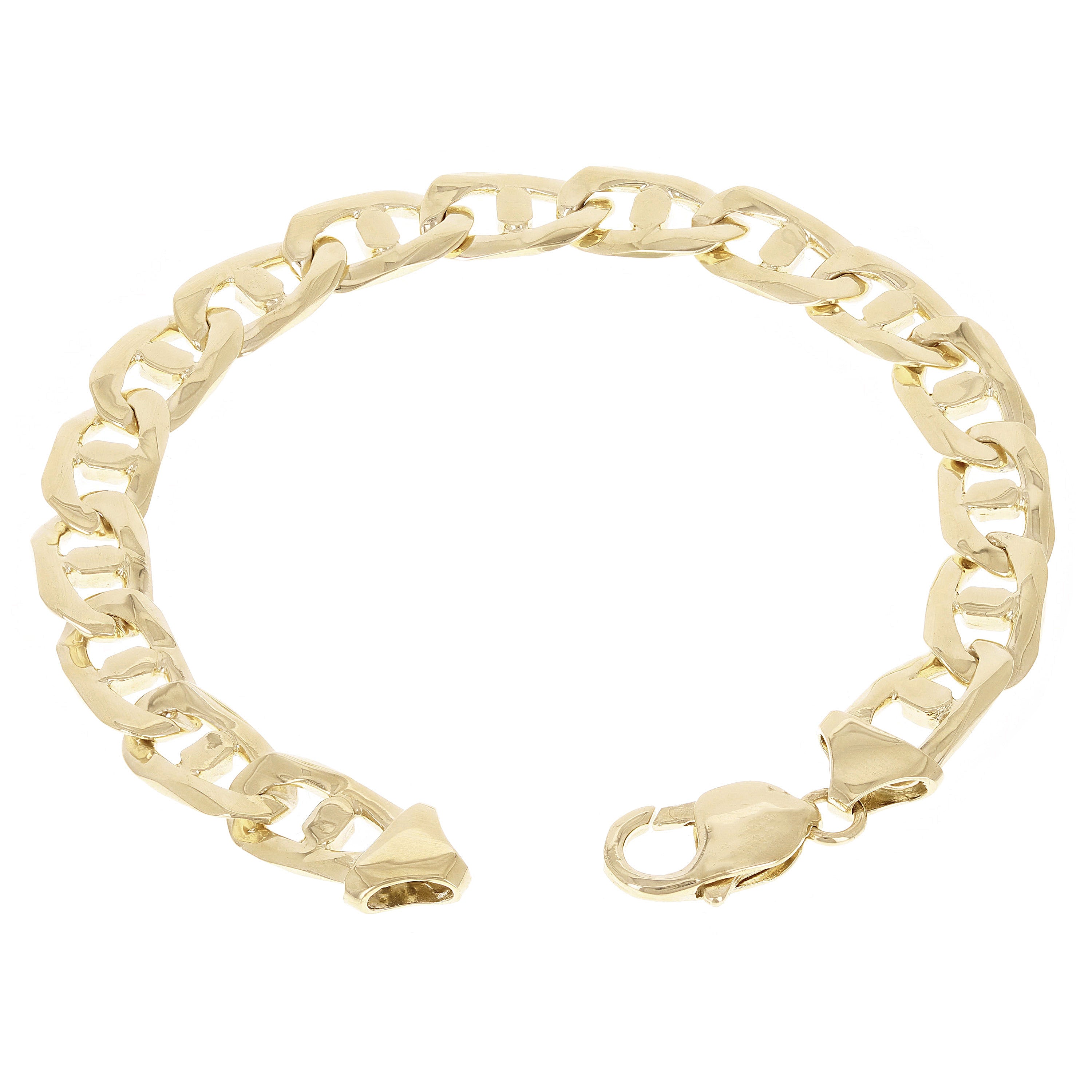 Men's 14k Yellow Gold Solid Mariner Bracelet Link Chain 7.5" 10mm 29.5g - 7.5"