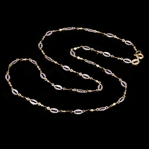 Italian Two Tone Gold Diamond Cut Oval and Twisted Link Necklace 16