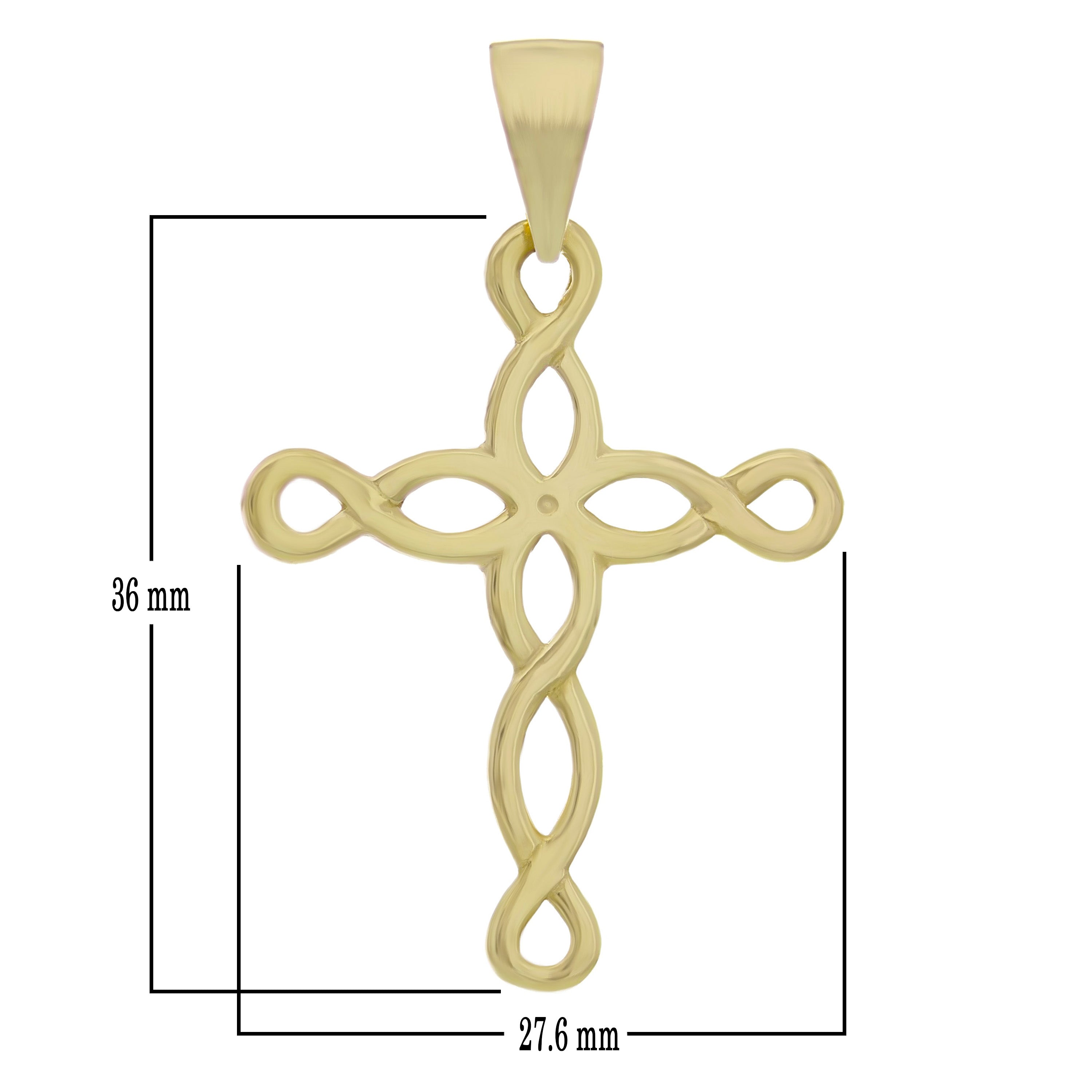 14k Yellow Gold Cross Religious Charm Pendant 1.4" 2.5 grams - Yellow